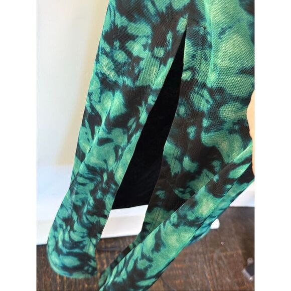 Topshop mesh ruched maxi dress in green tie dye size medium - Picture 6 of 11